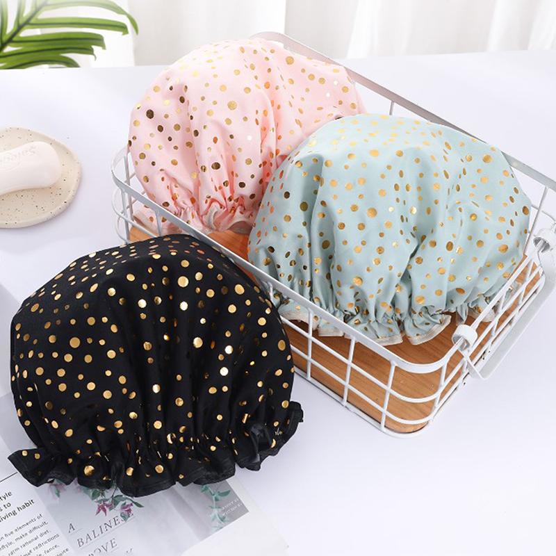 1Pcs Waterproof Shower Cap Double Elastic Shower Cap Dustproof And Smokeproof Shampoo