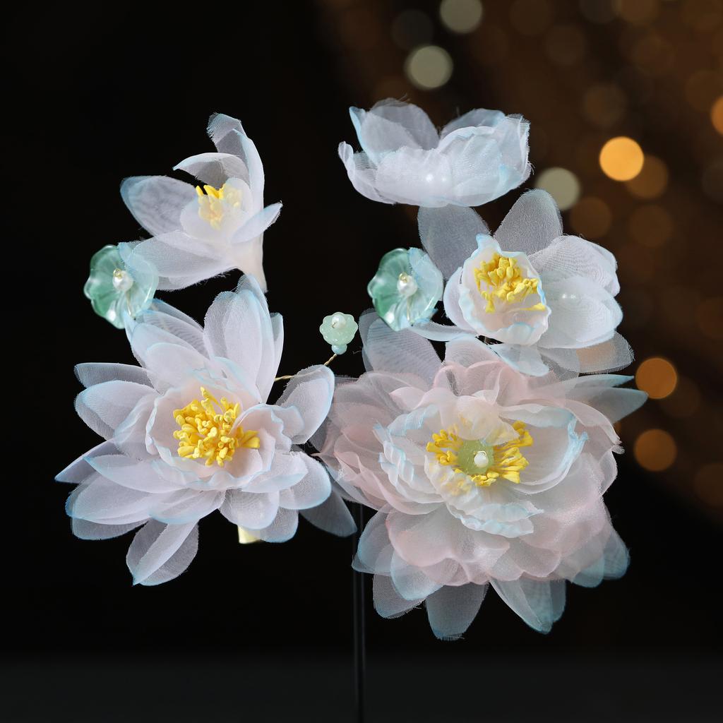 Заколки для волос в виде цветка, вилки, китайские аксессуары для волос ханьфу для женщин, вилка-шпилька ручной работы, винтажные свадебные украшения для волос в стиле ретро, короны для девочек и женщин