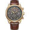 Men's Chronograph Eco-Drive Watch with Leather Strap AT8263-10H Brown One Size Classic, Brown, One Size, Solar Powered Sport Chronograph with