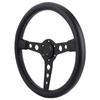 350mm 14in for MOMO Prototipo Style 6‑Bolt Black Leather Racing Steering Wheel Gray Stitching with Horn Button