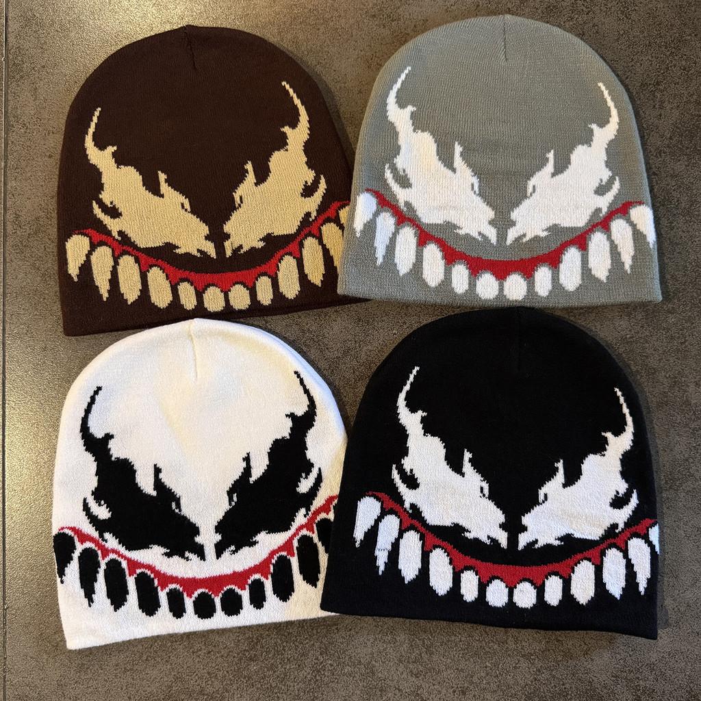 Venom Style Knit Hat Unisex Acrylic Fabric For Streetwear And Cold Weather