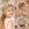 Fairy Flower Headband Kids Girls Beautiful Garland Wreath Hair Bands Wedding Birthday Floral Hair Hoop Wrist Band Headwear
