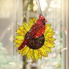 Red Bird Sunflower Acrylic Decoration Indoor Outdoor Garden Yard Window Wall Hanging Stained Glass Effect Suncatcher Bird Hanging Ornament Sign