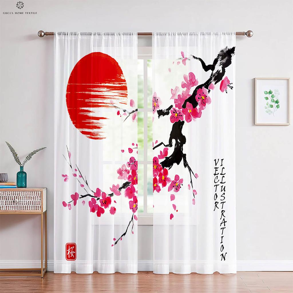 Чернильный пейзаж персиковый цвет национальный стиль принт занавеска спальня гостиная кабинет дзен декоративная занавеска домашний текстиль 2 шт