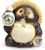Shigaraki Pottery Tanuki Raccoon Dog with Sake Bottle Statue