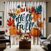 2pcs HD Hello Autumn Pumpkin Maple Leaf Surround Decorative Curtain Yellow Tie Digital Printed Curtain Home Decoration Style