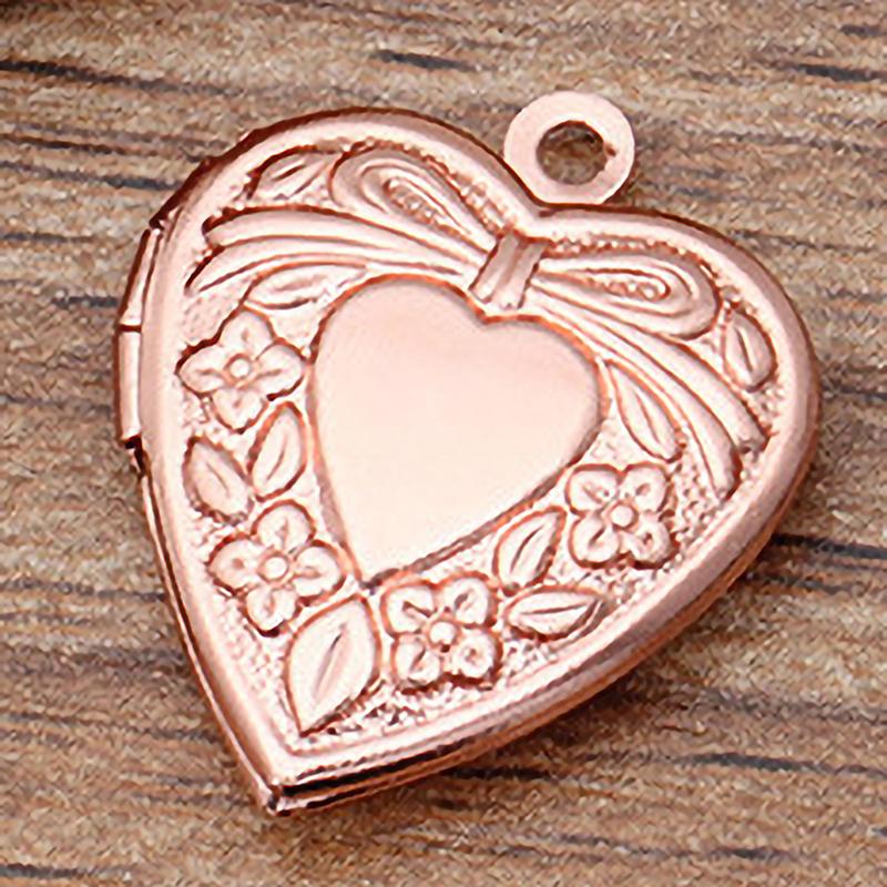 Металл Латунь Сердцевидный Кулон-Шарм Локет для Фотографии Сделай Сам Изготовление Ожерелья