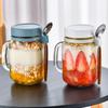 Spoons & Handle Milk Cup Oats Container Overnight Oats Jars Yogurt Pot Glass Breakfast Jar