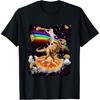Galaxy Laser Cat On Dinosaur On Pizza with Tacos & Rainbow T-Shirt