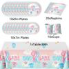 51 Pcs Baby Gender Reveal Party Supplies with Plates, Cups, Napkins, Tablecloth