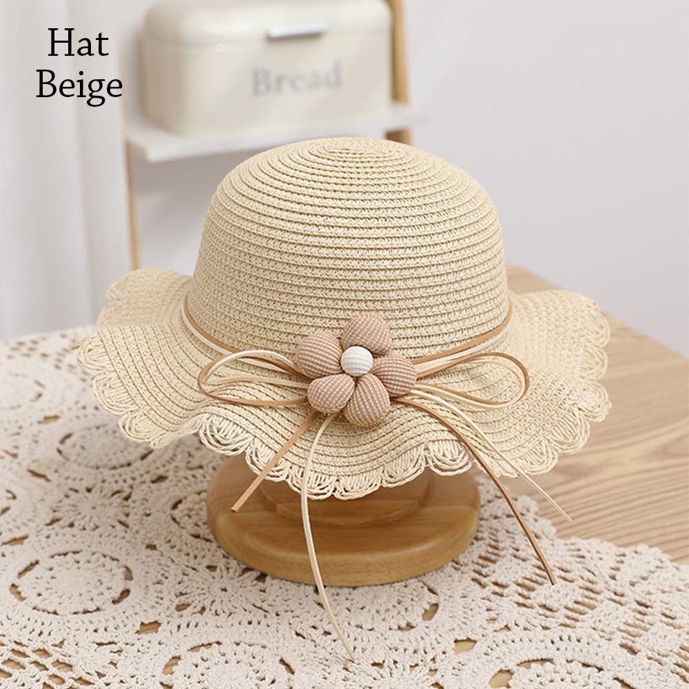 Breathable Kids Straw Cap Bag UV Protection Beach Cap Outdoor Bucket Hat Children Girls