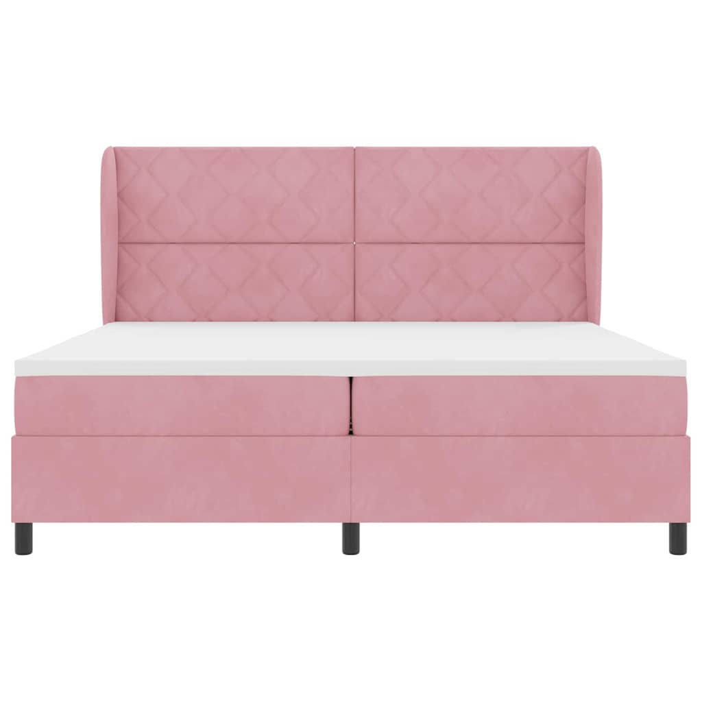 Box Spring Bed with Headboard Pink 200 x 200 cm Velvet