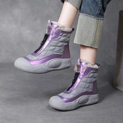 Модные зимние ботинки Johnature, женские плюшевые туфли на плоской подошве разных цветов, повседневные теплые универсальные короткие ботинки на мягкой подошве