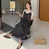 Women 2025 Plus Size New Summer Dress Shirt Dress Basic Long Dot Spliced Loose Dresses Maxi