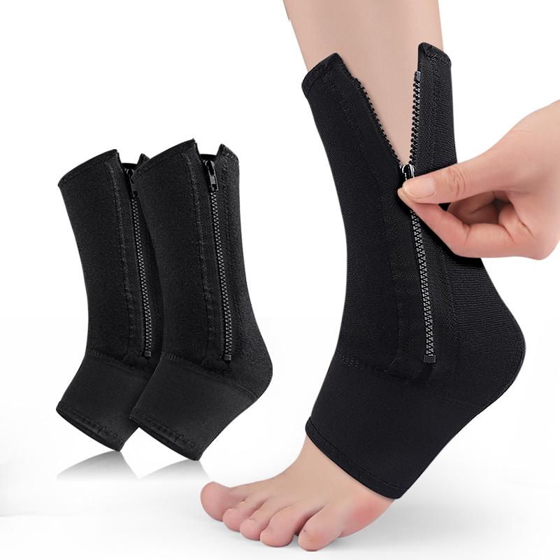 Sports Ankle Support Socks Zippered Breathable Polyester Fiber Fixed Foot Protection for Running Cycling Mountaineering