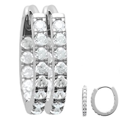 [Q4961] - Серебряные серьги-кольца 'Cristal Plénitude', серебристо-белые (родиевое покрытие) - 18x16 мм - 2 мм