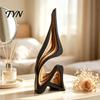 Hand Painted Poplar Craft Abstract Wood Art Sculpture, Modern Minimalist Solid Figurine for Living Wooden Sculpture Room Tabletop Decor,