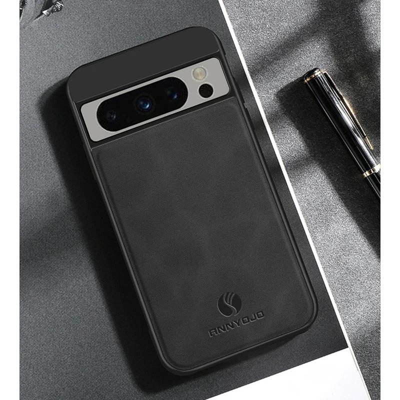 Матовый чехол из искусственной кожи для Google Pixel 8 Pro 7 Pro 7A 6A Встроенный металлический автомобильный держатель противоударная задняя крышка для Pixel 8Pro 7Pro