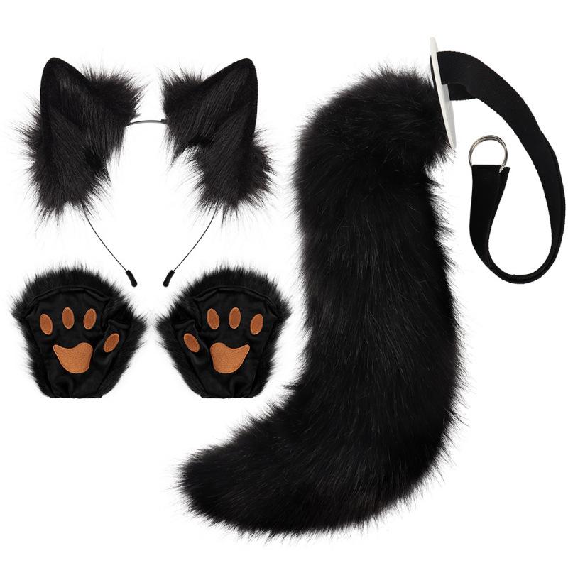 Fox Ear Hairband Beast Tail Halloween Set Beast Paw Simulation Plush Beast Ear Accessories