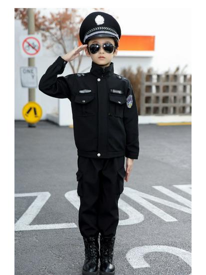 Детский полицейский костюм - Зимний бархатный наряд для выступлений для мальчиков и девочек в детском саду