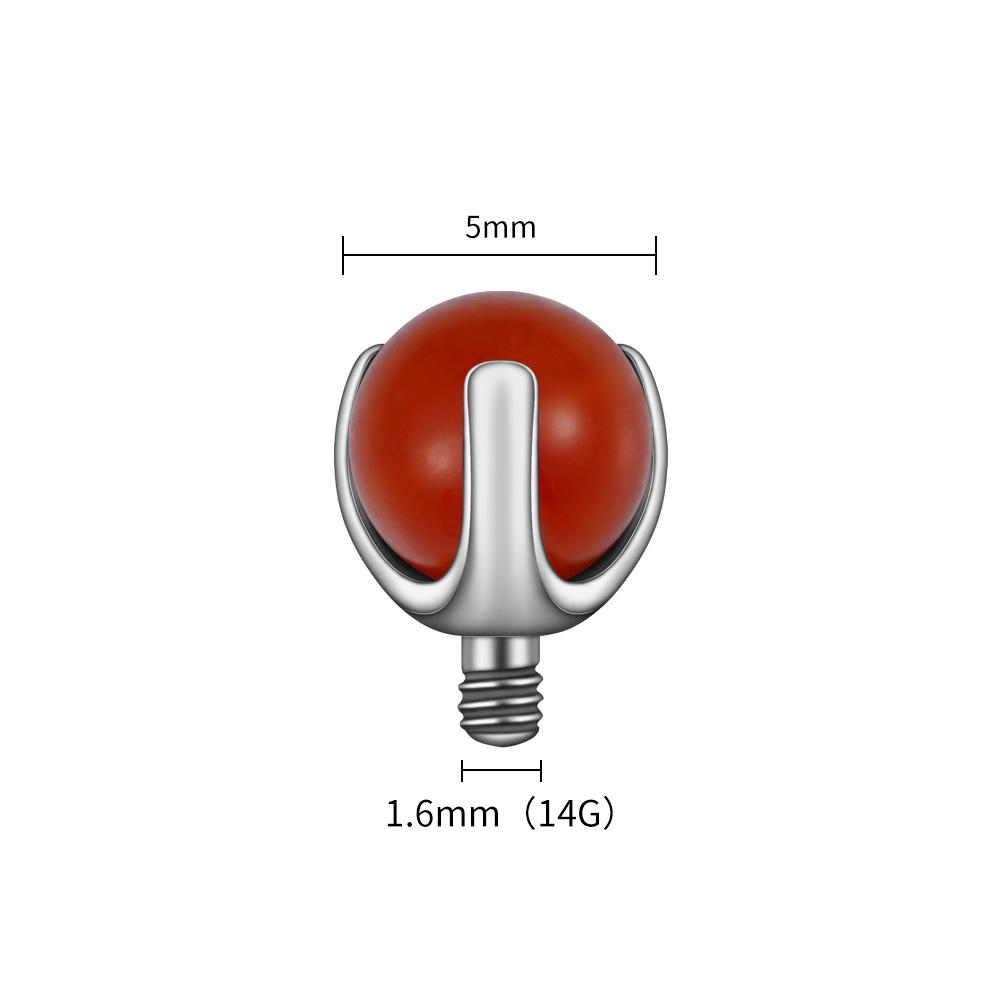 Right Grand ASTM F136 Titanium Internally Threaded Natural Stone Top for 14G 16G Labret Lip Stud Nipple Piercing Body Jewelry