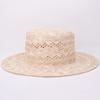 New summer sisal hollow flat-top straw hat, versatile daily wearable hand-woven straw hat, beach photo hat for women