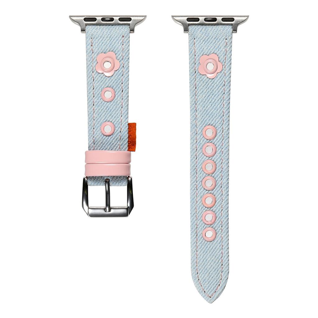 Denim Watch Band for Apple Watch Series 10 Ultra 9 8 7 SE 6 5 4 3 2 1 46mm 49mm 45mm 44mm 42mm Dopamine Flower Strap