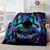 Cyberpunk Neon Gaming Blanket Flannel Blanket for bed, sofa, Camping, Hiking, Picnic Essentials, gift for family Fan gifts