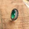 Кольцо из стерлингового серебра 925 пробы, эффектное кольцо в стиле бохо, подарок для нее, богемные украшения, кольцо из зеленого оникса ручной работы, подарок на годовщину, новогодний подарок,