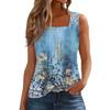 Женская мода повседневная плиссированная жилетка без рукавов с квадратным воротником и принтом летняя футболка