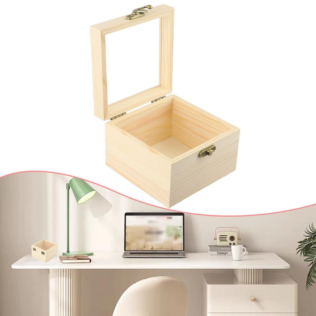 Personalizable Wooden Square Box Perfect for DIY Projects and Home Decor