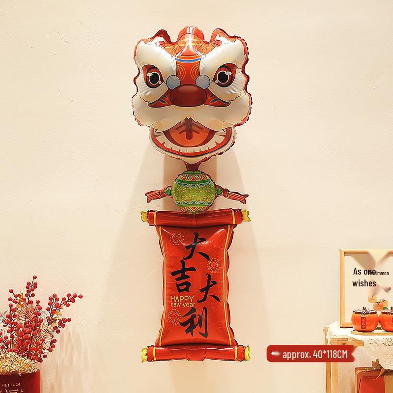 Lion Dance Balloon Decorations for Baby's Full Moon, First Birthday & Festive Photo Props