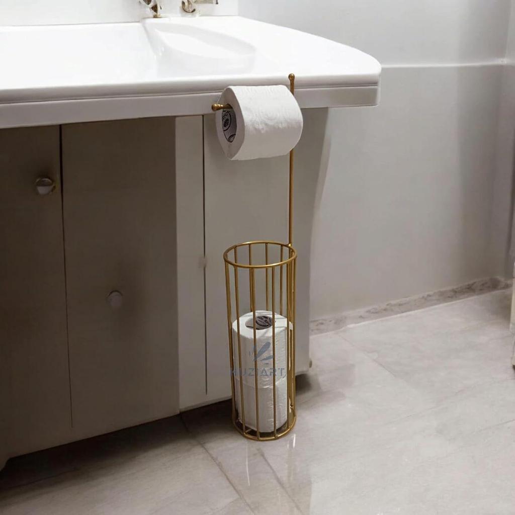 Напольная стойка для рулонов | Держатель для туалетной бумаги напольный и отдельно стоящий | Подставка для салфеток | Держатель для туалетной бумаги Нотка роскоши для вашего дома,(3 Рулона Бумаги Бесплатно)