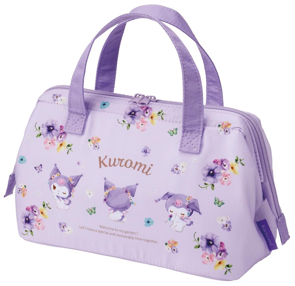 Skater Lunch Clasp Sanrio Pastel Vivid Watercolor Floral Bag, Insulated, Purse, Women's, Kuromi, Print, KGA1-A