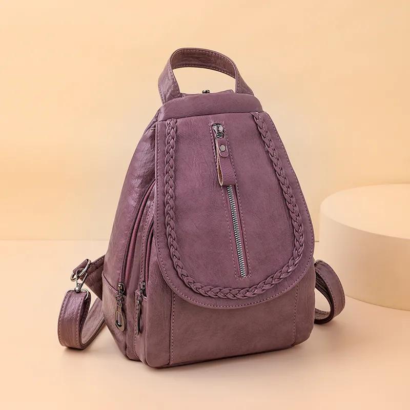 Повседневная универсальная сумка через плечо из мягкой кожи для женщин, мини-рюкзак для покупок, нагрудная сумка, повседневная универсальная сумка с диагональным поперечным ремешком