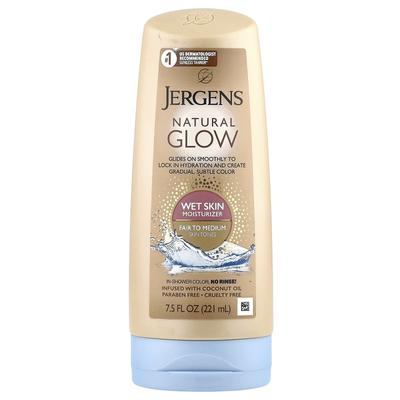 Jergens, Natural Glow, увлажняющий крем для влажной кожи, для светлого и среднего тона кожи, 7,5 жидких унций (221 мл)