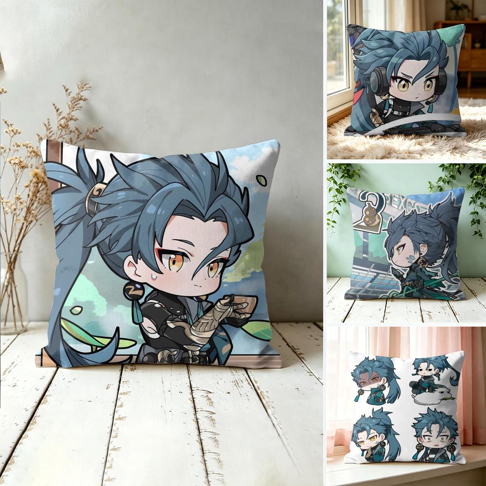 Ji Yan Cute Wuthering Waves Cushion Cover Square Short Plush Pillow Case Living Room Sofa Home Decor Funda X