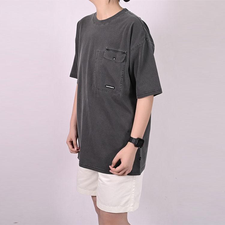 Converse T Shirts Unisex Gray Crew Neck Moderate Straight Fit 10025228-A01