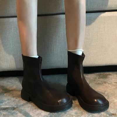 Мода 2024 Новая Зимняя Мода Женские Теплые Однотонные Короткие Ботинки на Толстой Подошве