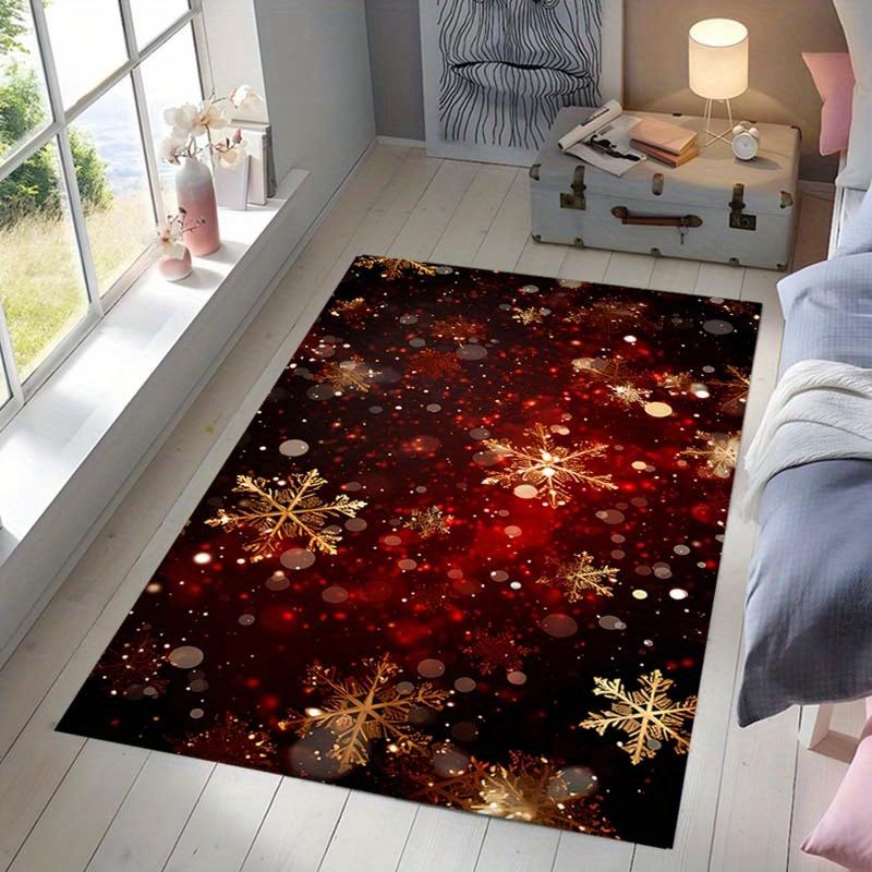 Winter Wonderland Carpet Black Background Snowflakes Bedroom Bay Window Ins Style Decoration Light Luxury Art Rug