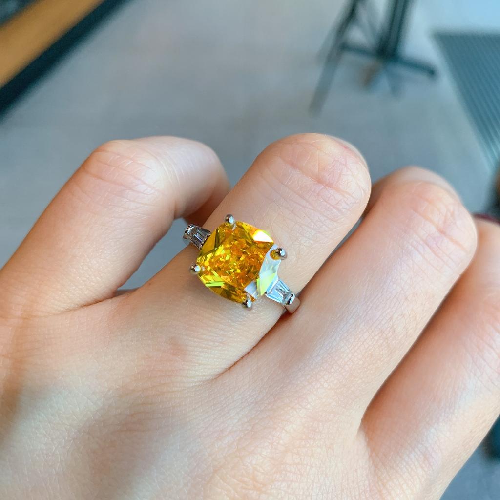 Новое кольцо знаменитости с квадратной имитацией изумруда, имитация цвета параиба, ювелирное кольцо