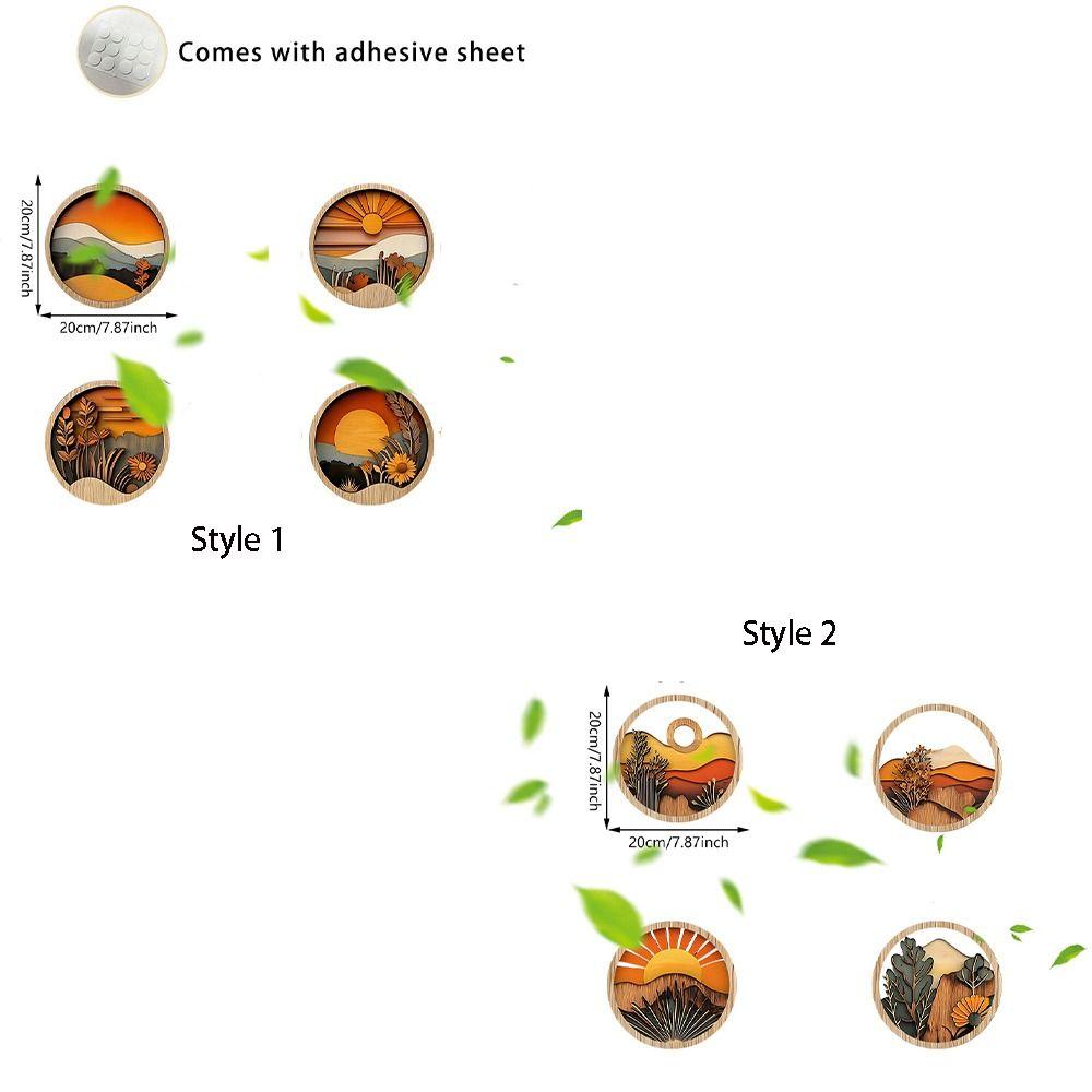 4 шт. Деревянные рамки Эстетичное украшение Круглый фон Подвеска Спальня