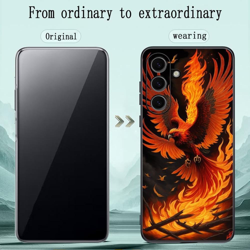 Phoenix cool fashion japan art design Phone Case For Samsung Galaxy S25 S24 S23 S22 S21 S20 Plus Ultra Note20 Soft Black