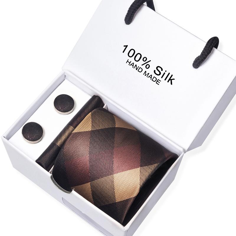 Мужской деловой галстук, квадратный шарф, подарочная коробка, полосатый простой костюм, рубашка, галстук, черный подарочный набор в коробке