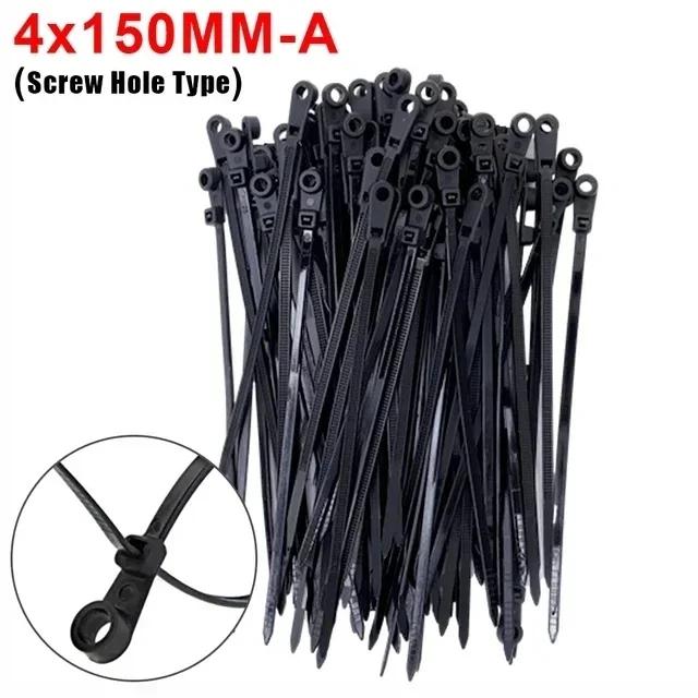 Screw Mount Cable Ties Nylon Heavy Duty Adjustable Self Locking Cord Zip Tie Screw Hole Wire Organizer Fastening Loop Straps