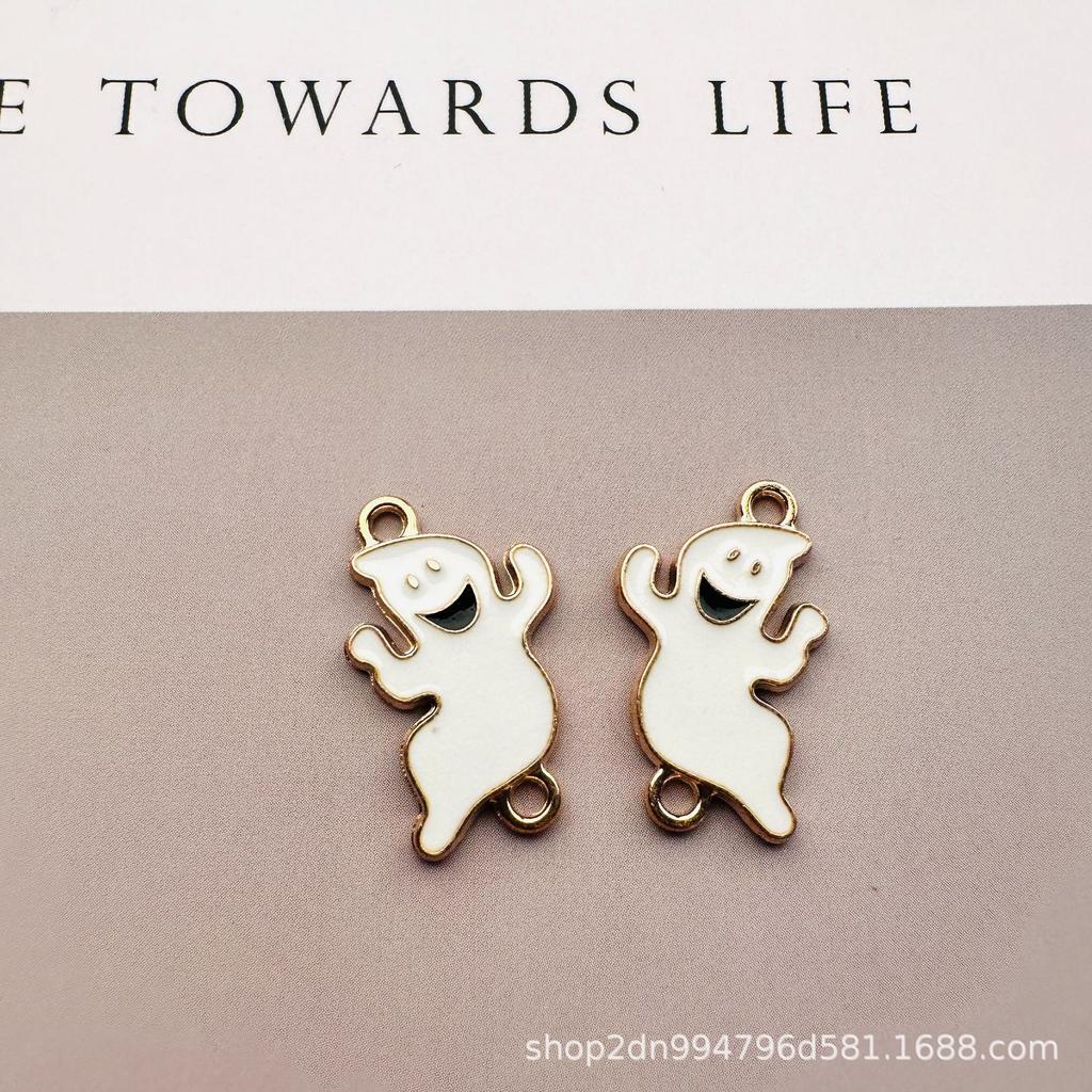 Halloween Ghost Enamel DIY Pendant Alloy Drop Oil Charm Keychain Headwear