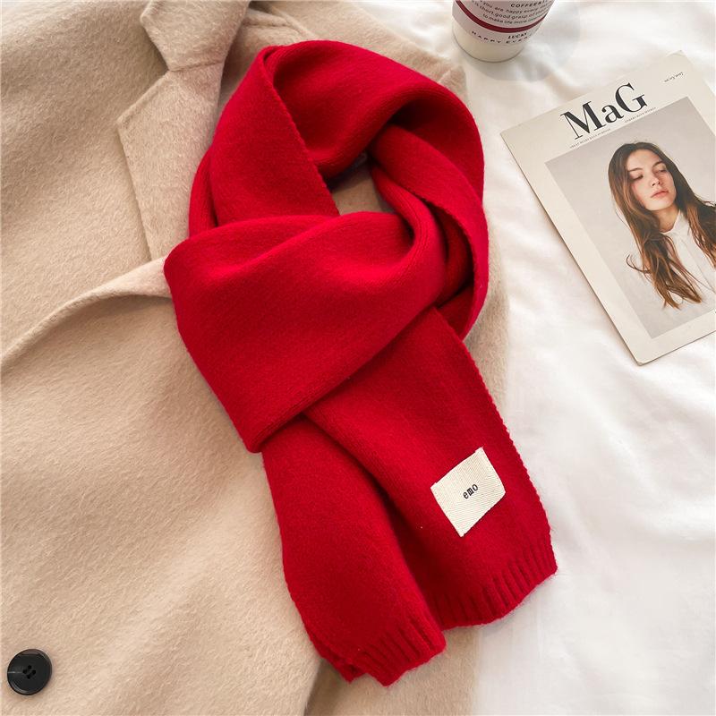 2024 Autumn And Winter New Knitted Scarf Solid Color Versatile Warm Scarf Long Candy Color Bright