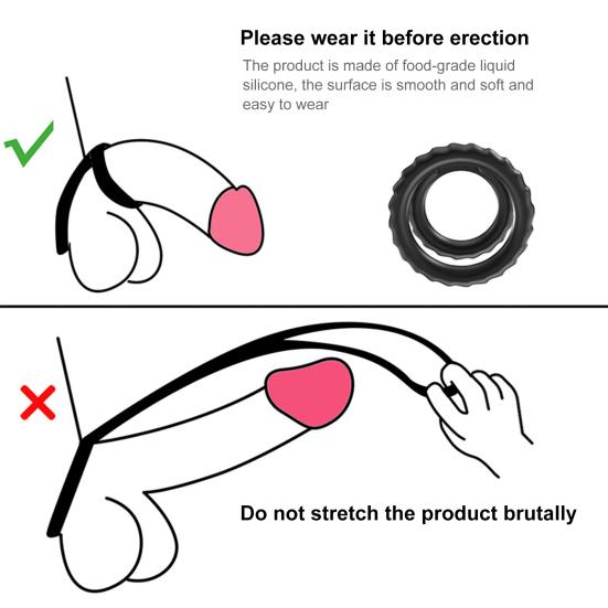 Durable Penis Ring Comfortable To Wear Skin-friendly Portable Dildo Foreskin Delay Double Ring for Bathroom