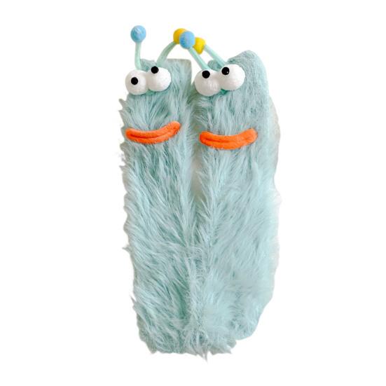Fuzzy Silly Socks Funny Fluffy Cartoon Socks with Eyes Cute Winter Sleeping Socks