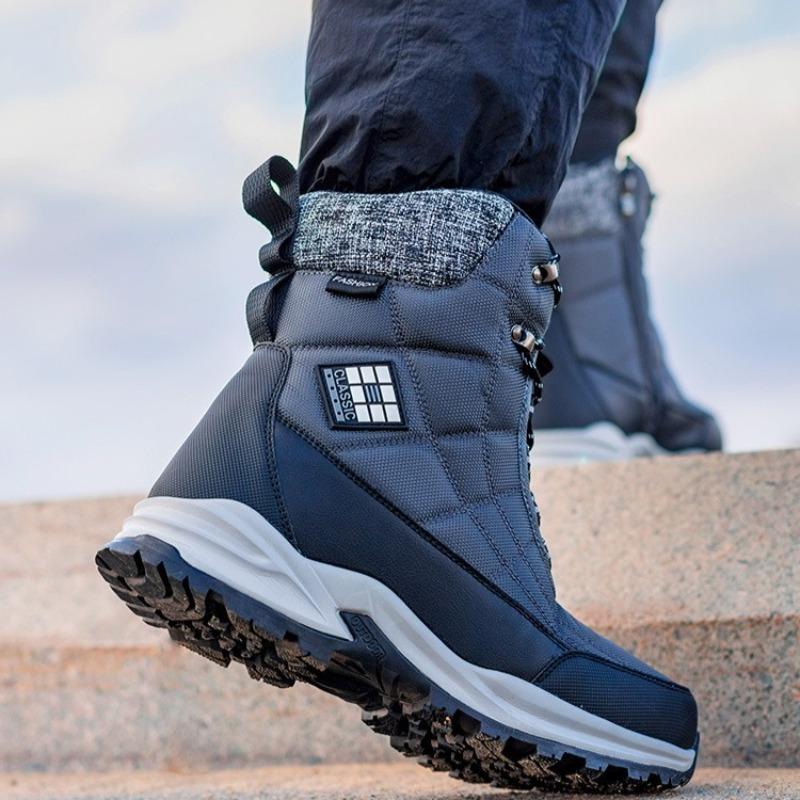 Зимние ботинки для мужчин Модные уличные водонепроницаемые сноубутсы Утепленные плюшем Теплая зимняя обувь Высокие хлопковые ботинки Мужские зимние ботинки